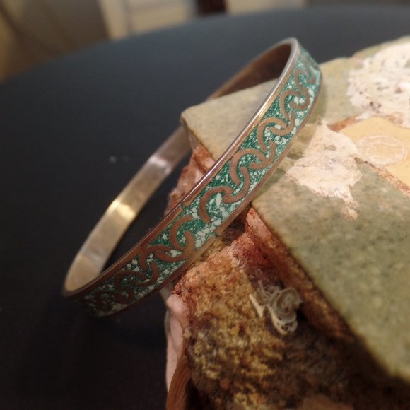 sterling and turquoise Bangle Bracelet Mexico TR-71 - Picture 5 of 11